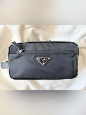 Prada Black Nylon Toiletry Pouch with Triangle Logo